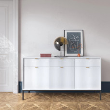 Комод з телескопічними напрямними Perfect Home Nova KSZ154 3D3S 154x63x39 Білий (чорні ніжки) (PFH-091240)
