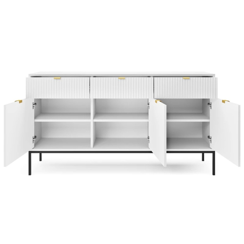 Комод з телескопічними напрямними Perfect Home Nova KSZ154 3D3S 154x63x39 Білий (чорні ніжки) (PFH-091240)