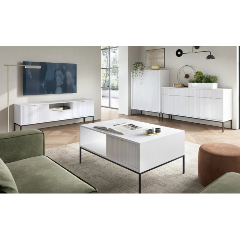 Комод з телескопічними напрямними Perfect Home Nova KSZ154 3D3S 154x63x39 Білий (чорні ніжки) (PFH-091240)