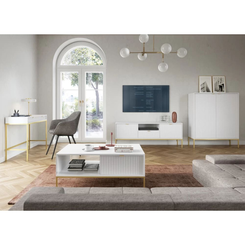 Туалетний столик з телескопічними напрямними Perfect Home Nova T104 104x77x50 см Білий (золоті ніжки) (PFH-091267)