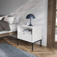 Тумба приліжкова з телескопічними напрямними Perfect Home Nova S54 54х56х39 Білий (чорні ніжки) (PFH-091260)