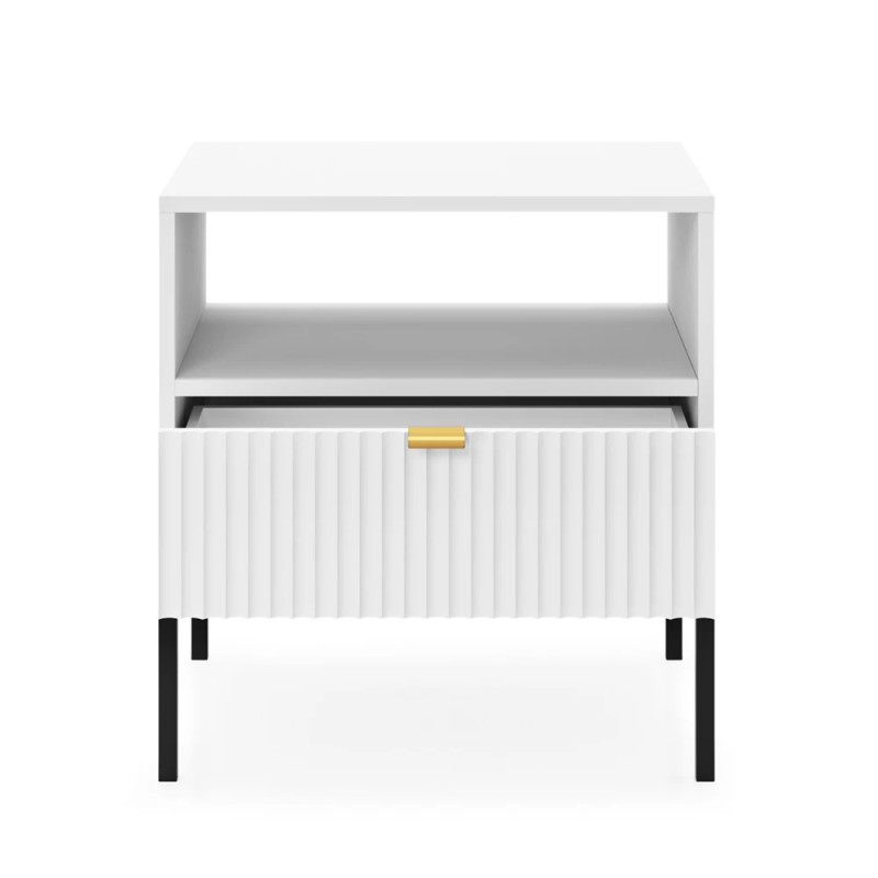 Тумба приліжкова з телескопічними напрямними Perfect Home Nova S54 54х56х39 Білий (чорні ніжки) (PFH-091260)
