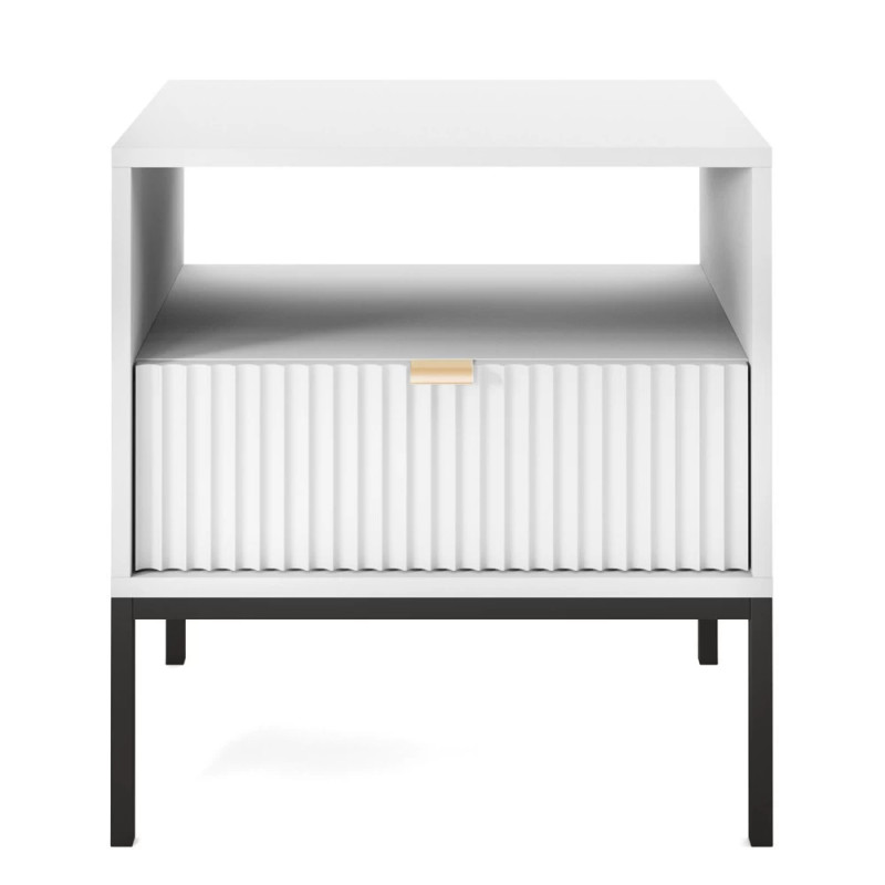 Тумба приліжкова з телескопічними напрямними Perfect Home Nova S54 54х56х39 Білий (чорні ніжки) (PFH-091260)