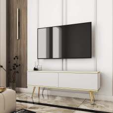 Тумба під телевізор Perfect Home Oro RTV135 2D 135х53х32 Білий (золоті ніжки) (PFH-091313)