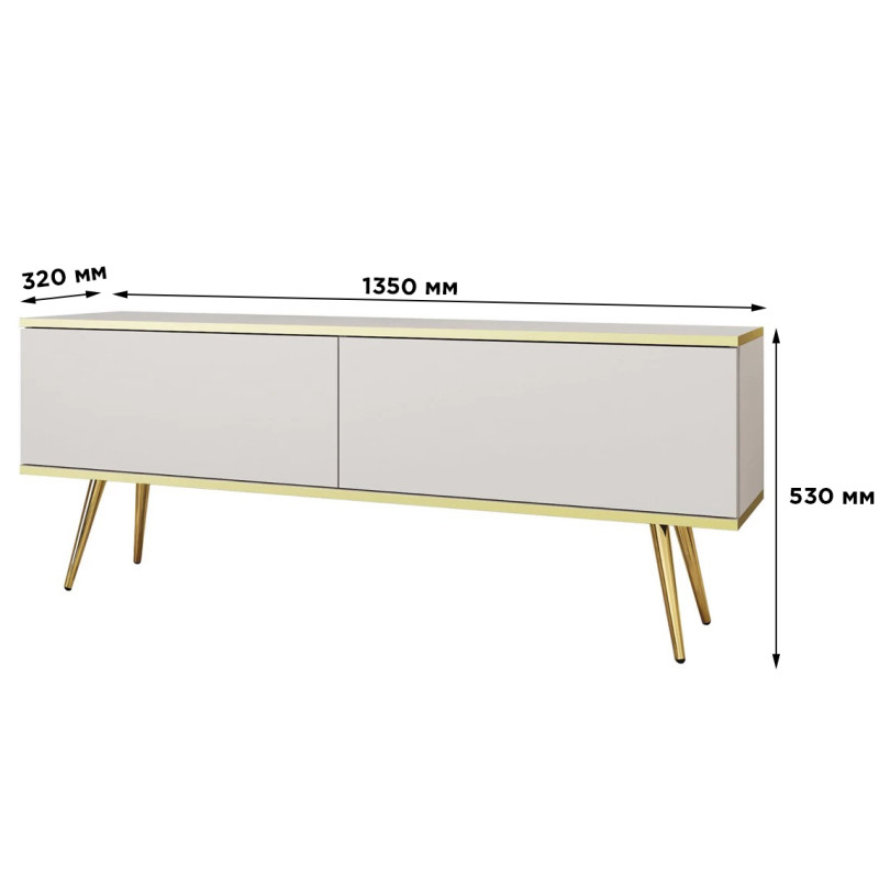 Тумба під телевізор Perfect Home Oro RTV135 2D 135х53х32 Білий (золоті ніжки) (PFH-091313)