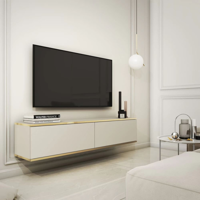 Тумба під телевізор навісна Perfect Home Oro RTV135 2D 135х30х32 Бежевий (PFH-091351)