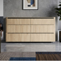 Комод з телескопічними напрямними Perfect Home Torro 6S/163 163,2x82,9x38,1 Дуб кремона/Чорний (PFH-091416)