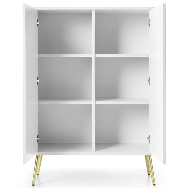 Комод високий Perfect Home Zova K103 2D 103x129x39 Білий (золоті ніжки) (PFH-091286)
