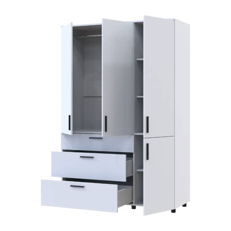 Шафа для одягу Doros Торн Білий 3 ДСП/3Ш (штанга) 135х51.6х200 (DRS-012057)