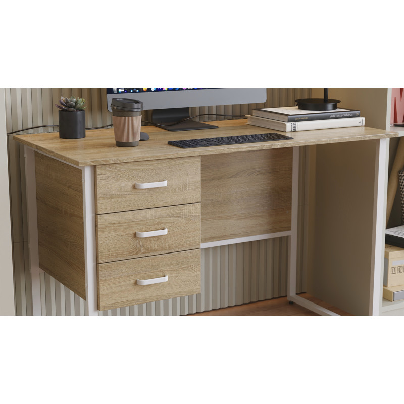 Письменный стол Ferrum-decor Гарри 75x120x70 белый ДСП Дуб Сонома 16мм (FRD-101002)
