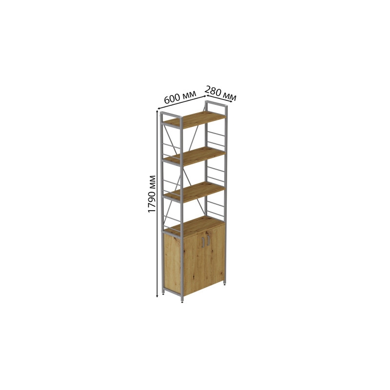 Етажерка 4/60 Ferrum-decor Серії Конект із тумбою 179x60x28 Сірий ДСП Артизан (FRD-102482)