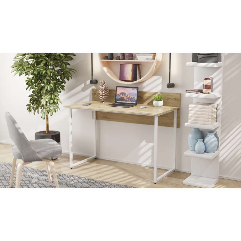 Письменный стол Ferrum-decor Скай 75x140x70 белый ДСП Дуб Сонома 16мм (FRD-101112)