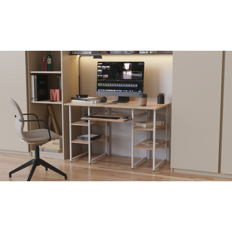 Письмовий стіл Ferrum-decor Скай 75x120x70 білий ДСП Дуб Сонома 16мм (FRD-101102)