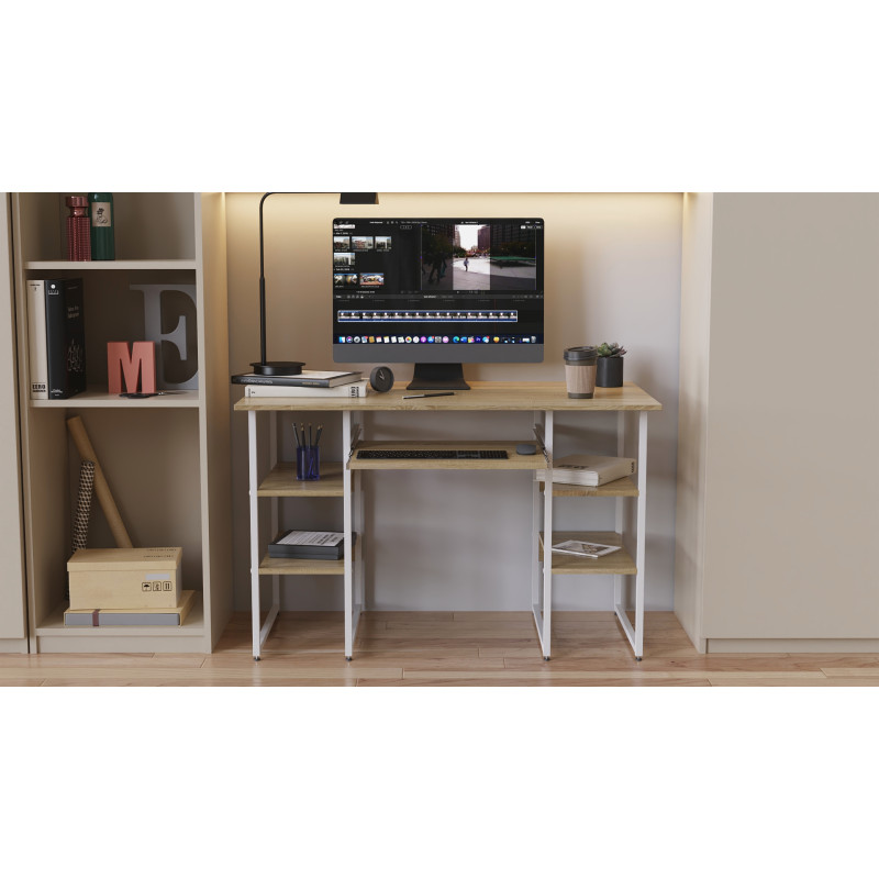 Письменный стол Ferrum-decor Тим 75x120x70 белый ДСП Дуб Сонома 16мм (FRD-101372)