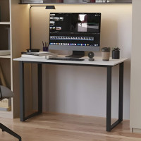 Стіл письмовий Кнап 2 Ferrum-decor 750x1000x700 Чорний метал ДСП Білий 16 мм (FRD-106410)