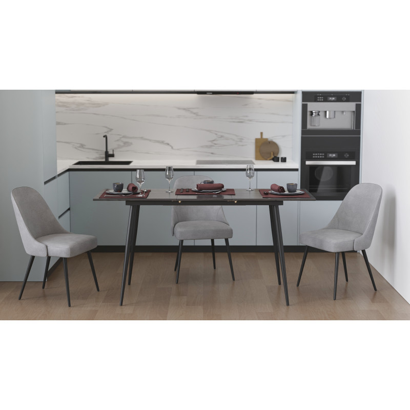 Стол кухонный раскладной Данди на конусных ногах Ferrum-decor 75x120 160)x60 Черный металл ДСП Сосна Кембра 16 мм (FRD-106770)