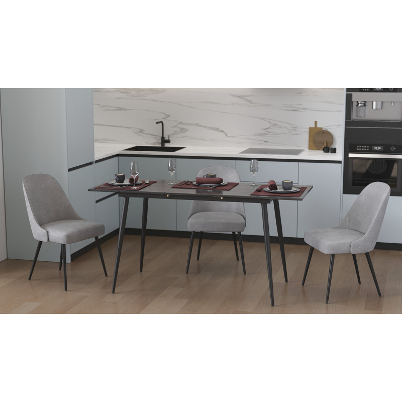 Стол кухонный раскладной Данди на конусных ногах Ferrum-decor 75x120 160)x60 Черный металл ДСП Сосна Кембра 16 мм (FRD-106770)