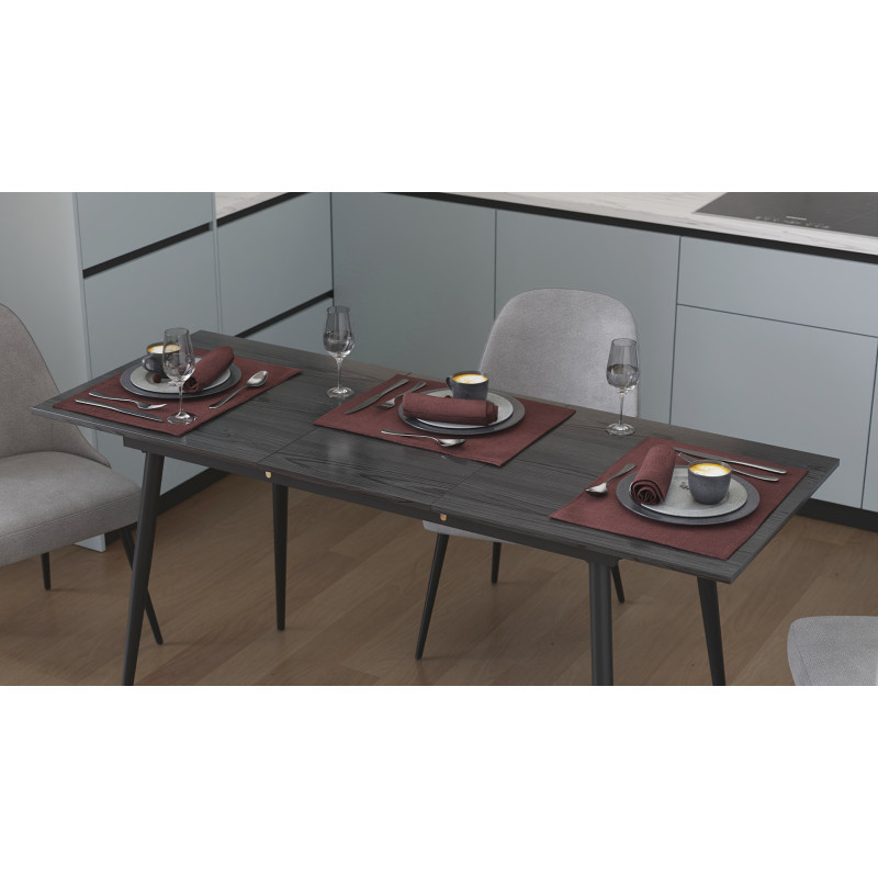Стол кухонный раскладной Данди на конусных ногах Ferrum-decor 75x120 160)x60 Черный металл ДСП Сосна Кембра 16 мм (FRD-106770)