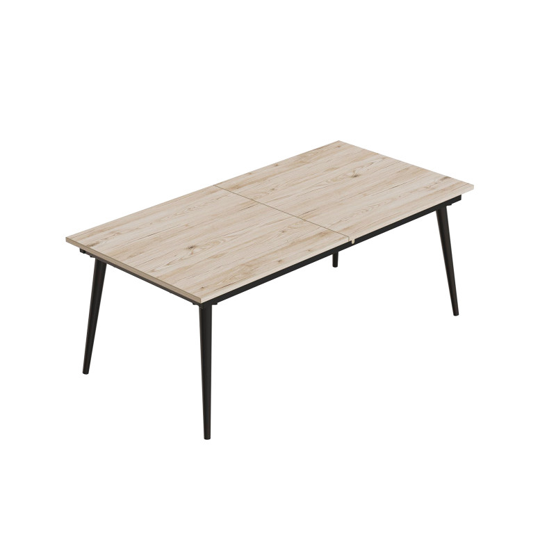 Стіл трансформер журнальний Dandi Small Ferrum-decor 45x120 160)x60 Чорний метал ДСП Дуб Сан-Марино 16 мм (FRD-106790)
