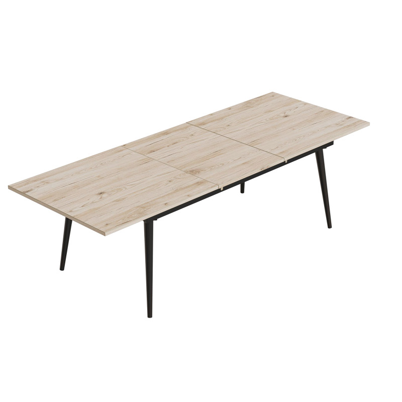 Стіл трансформер журнальний Dandi Small Ferrum-decor 45x120 160)x60 Чорний метал ДСП Дуб Сан-Марино 16 мм (FRD-106790)
