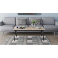 Стол трансформер журнальный Dandi Small Ferrum-decor 45x120 160)x60 Черный металл ДСП Дуб Сан-Марино 16 мм (FRD-106790)