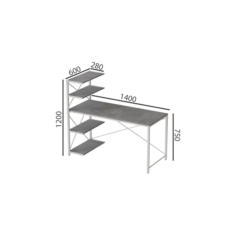 Комп'ютерний стіл Ferrum-decor Джек 75x140x70 Білий ДСП Бетон (FRD-105320)