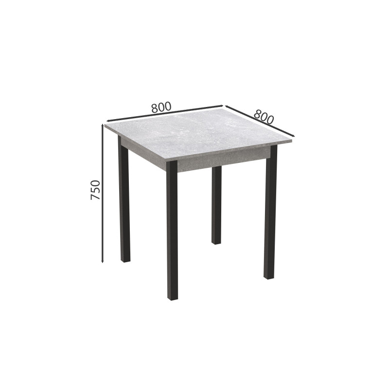 Стол кухонный Ferrum-decor Агата 75x80x80 Черный ДСП Бетон 16мм (FRD-105560)