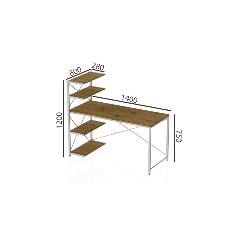Комп'ютерний стіл Ferrum-decor Джек 75x140x70 Білий ДСП Артизан (FRD-105410)