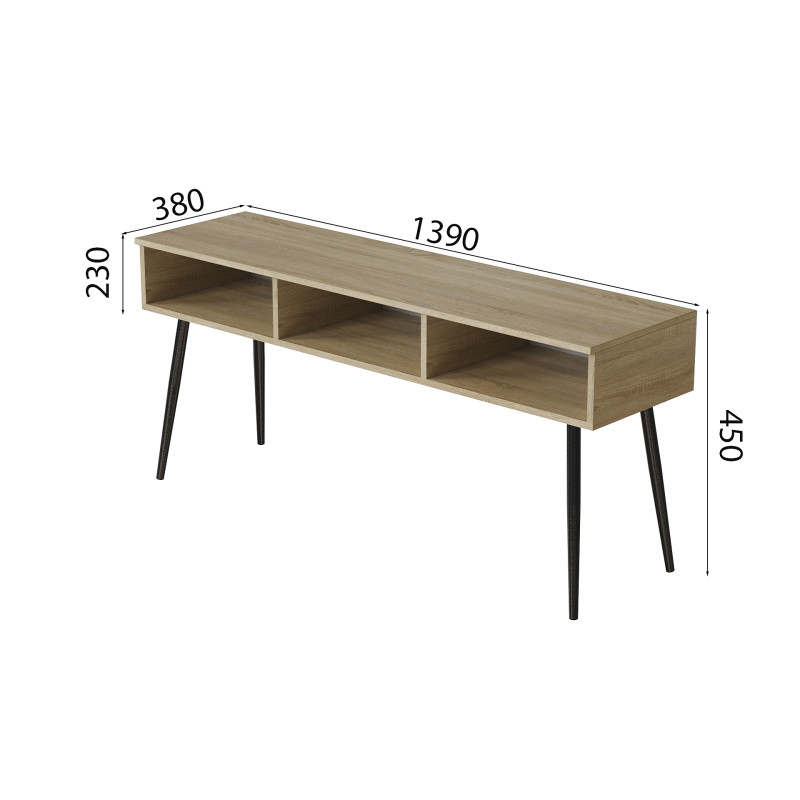 Тумба під телевізор Кентук Ferrum-decor 45x139x38 Чорний метал ДСП Дуб Сонома 16 мм (FRD-106730)