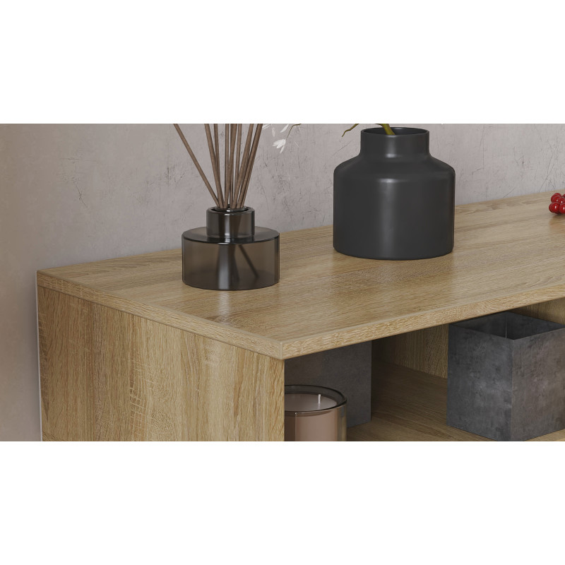Тумба під телевізор Кентук Ferrum-decor 45x139x38 Чорний метал ДСП Дуб Сонома 16 мм (FRD-106730)