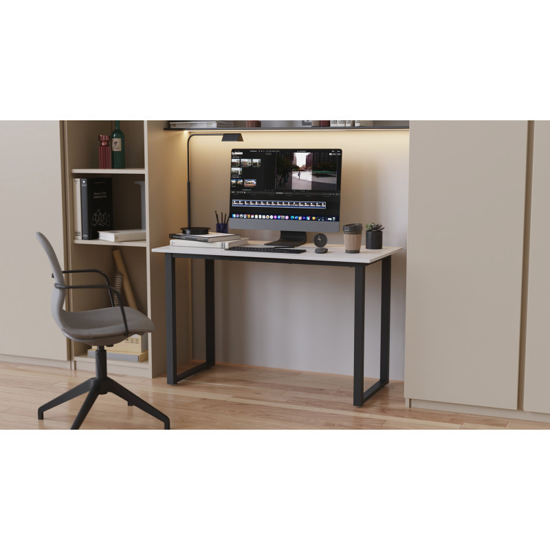 Стіл письмовий Кнап 2 Ferrum-decor 750x1000x700 Чорний метал ДСП Білий 16 мм (FRD-106410)