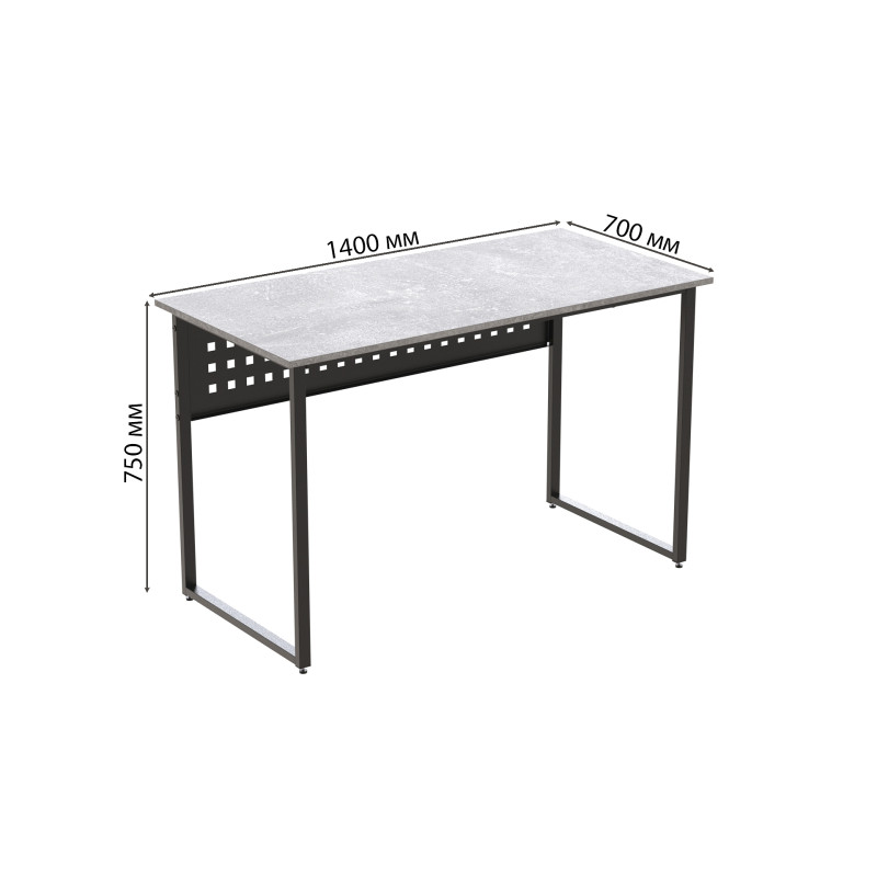 Стіл письмовий Майк Ferrum-decor 75x140x70 Чорний метал ДСП Бетон 32 мм (FRD-106540)