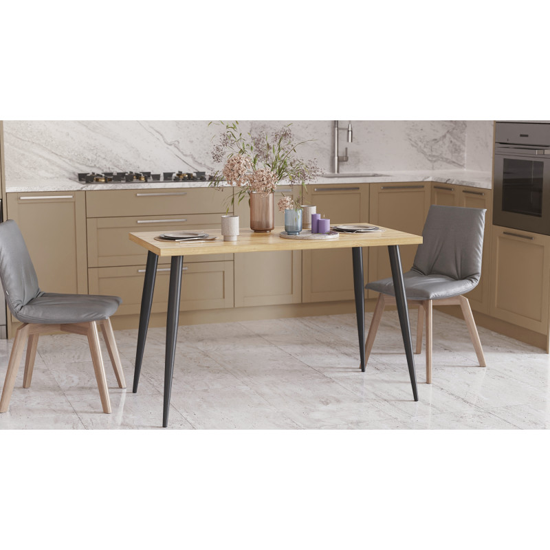 Стол кухонный Марсель 50 Ferrum-decor 75x120x70 Черный металл ДСП Дуб Артизан 32 мм (FRD-106710)