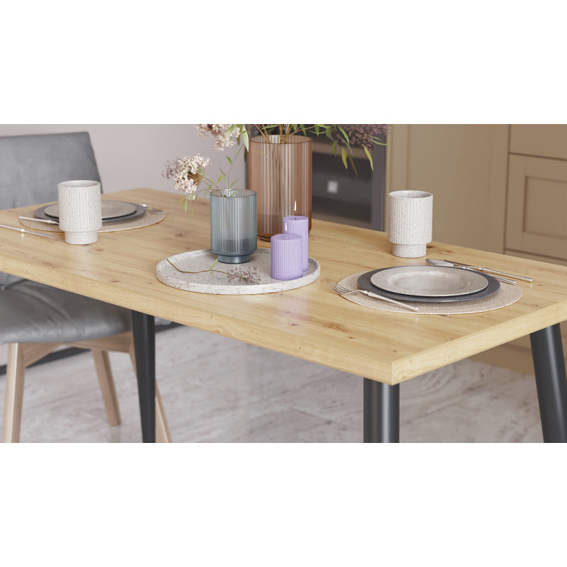 Стол кухонный Марсель 50 Ferrum-decor 75x120x70 Черный металл ДСП Дуб Артизан 32 мм (FRD-106710)