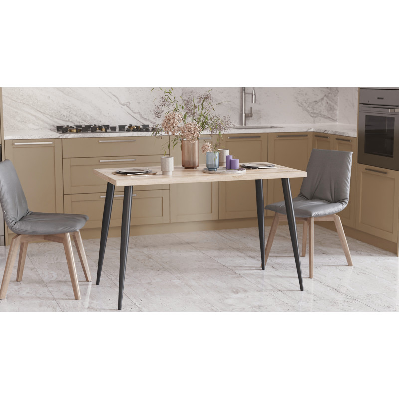 Стол кухонный Марсель 50 Ferrum-decor 75x120x60 Черный металл ДСП Дуб Сан-Марино 32 мм (FRD-106700)