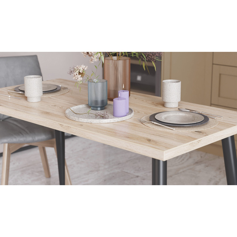 Стол кухонный Марсель 50 Ferrum-decor 75x120x60 Черный металл ДСП Дуб Сан-Марино 32 мм (FRD-106700)