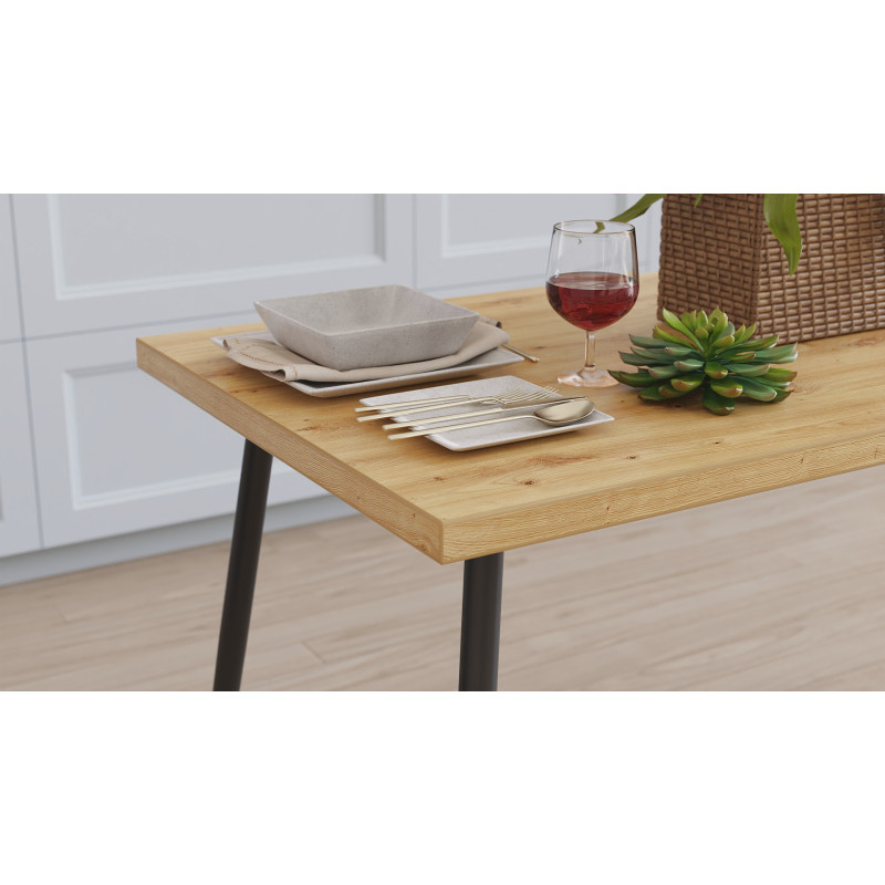 Стол кухонный Марсель 40 Ferrum-decor 75x120x60 Черный металл ДСП Дуб Артизан 16 мм (FRD-106760)