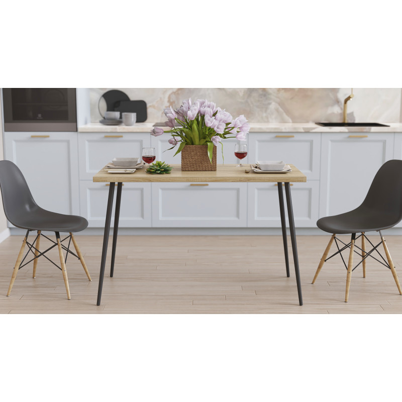 Стол кухонный Марсель 30 Ferrum-decor 75x120x70 Черный металл ДСП Дуб Сонома 32 мм (FRD-106690)