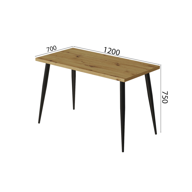 Стол кухонный Марсель 50 Ferrum-decor 75x120x70 Черный металл ДСП Дуб Артизан 32 мм (FRD-106710)