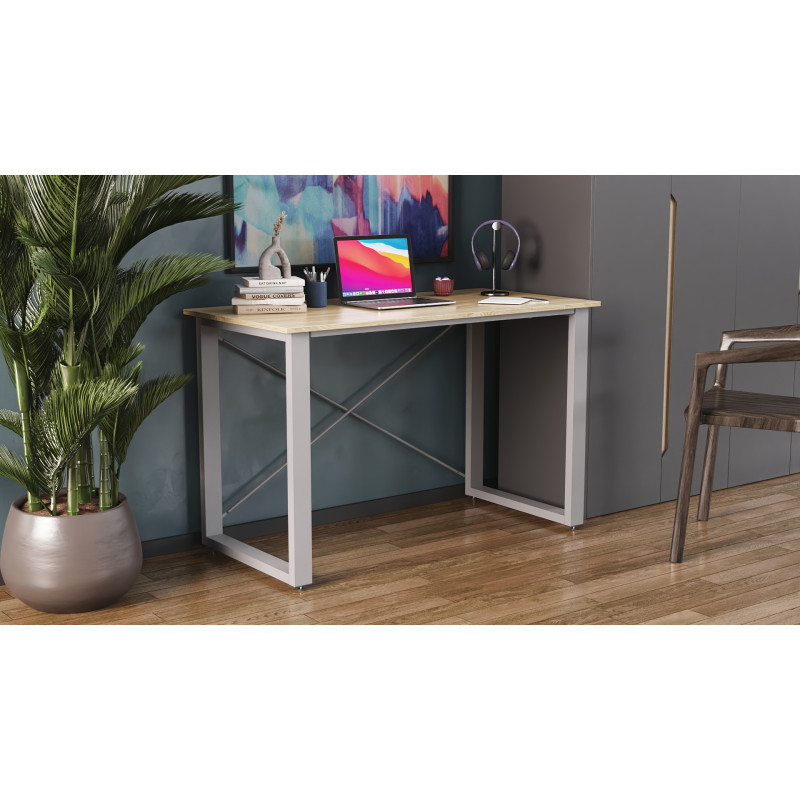 Письмовий стіл Ferrum-decor Драйв 750x1400x700 Сірий метал ДСП Дуб Сонома 16 мм (FRD-103202)