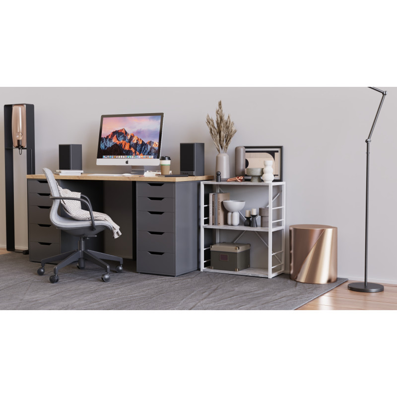 Етажерка 3/60 Ferrum-decor Серії Конект 75x60x28 білий ДСП Бетон 16мм (FRD-104262)