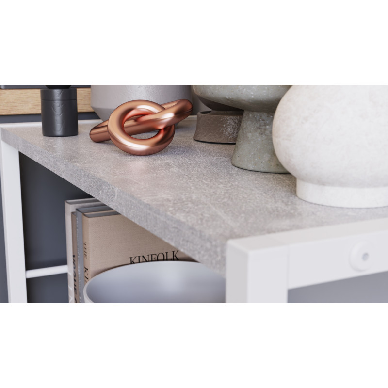 Етажерка 3/60 Ferrum-decor Серії Конект 75x60x28 білий ДСП Бетон 16мм (FRD-104262)