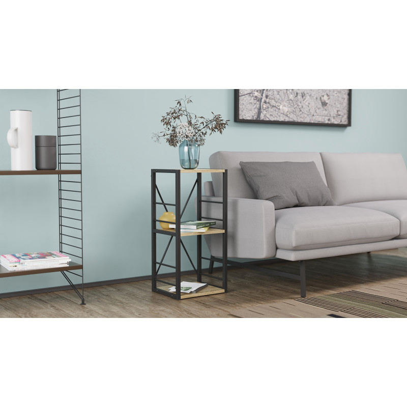 Етажерка 3/34 Ferrum-decor Серії Конект 73x34x28 чорний ДСП Дуб Сонома 16мм (FRD-104292)