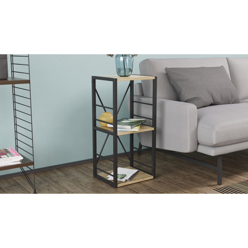 Етажерка 3/34 Ferrum-decor Серії Конект 73x34x28 чорний ДСП Дуб Сонома 16мм (FRD-104292)