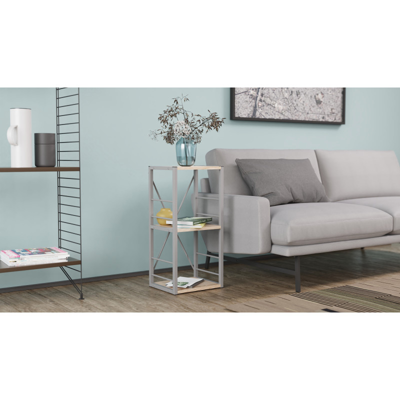 Етажерка 3/34 Ferrum-decor Серії Конект 73x34x28 сірий ДСП Дуб Сан-Марино 16мм (FRD-104302)