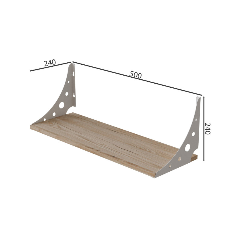 Полиця настінна Ferrum-decor Ханді 2 240x500x240 метал Білий ДСП Дуб Сан-Марино 16 мм (FRD-102562)
