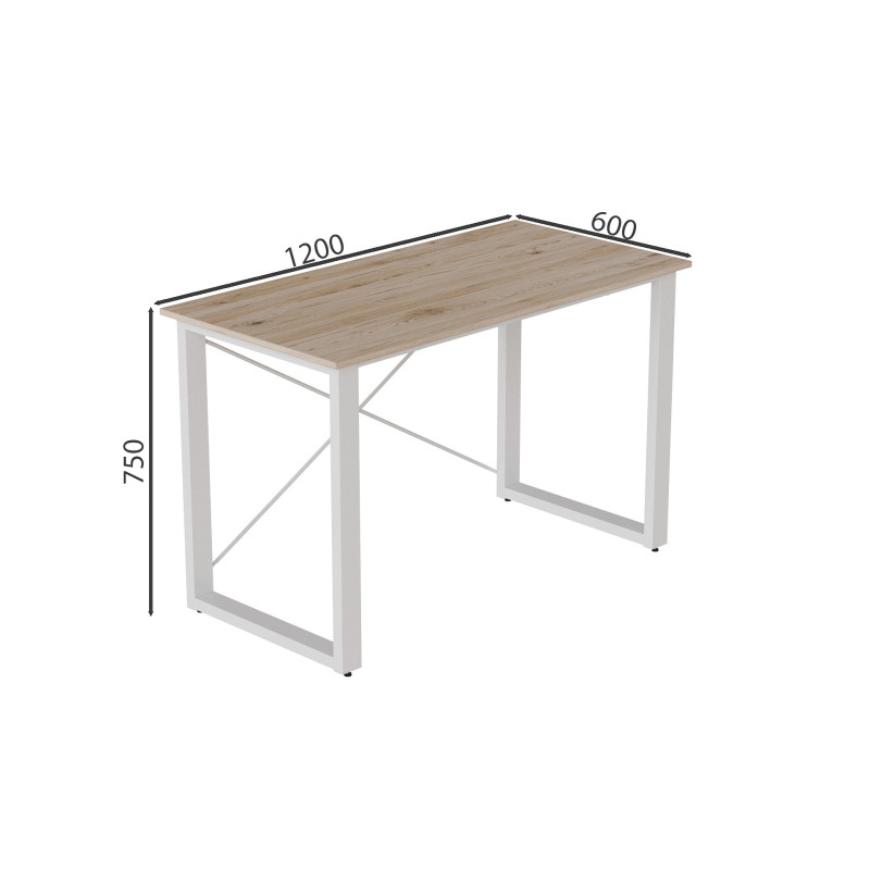 Письмовий стіл Ferrum-decor Драйв 750x1200x600 Білий метал ДСП Дуб Сан-Марино 32 мм (FRD-103332)