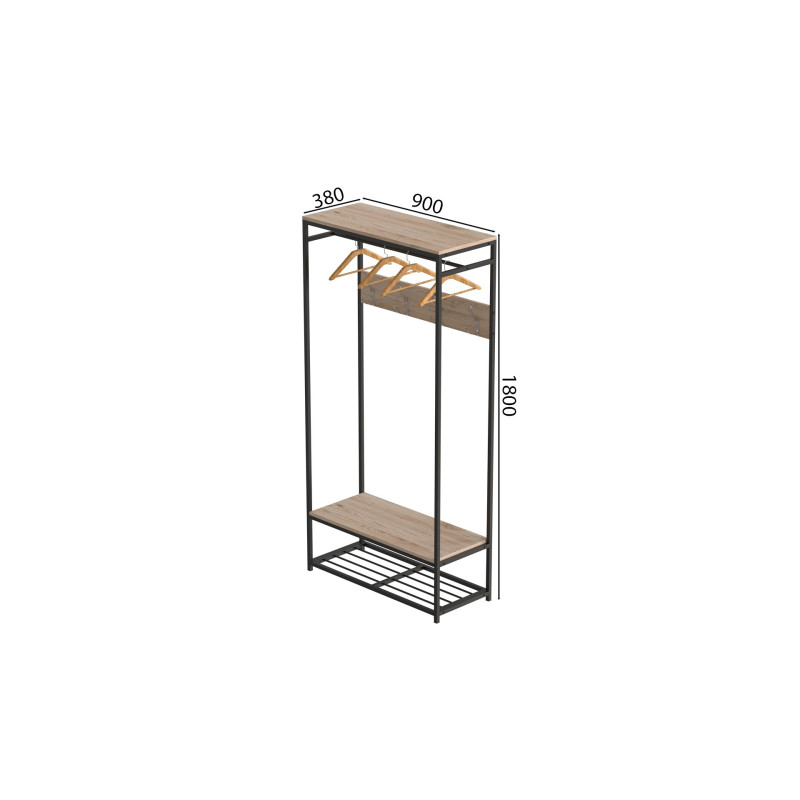 Вешалка напольная модульная Ferrum-decor Трелис 15 180x90x38 черный ДСП Дуб Сан-Марино 16мм (FRD-104362)