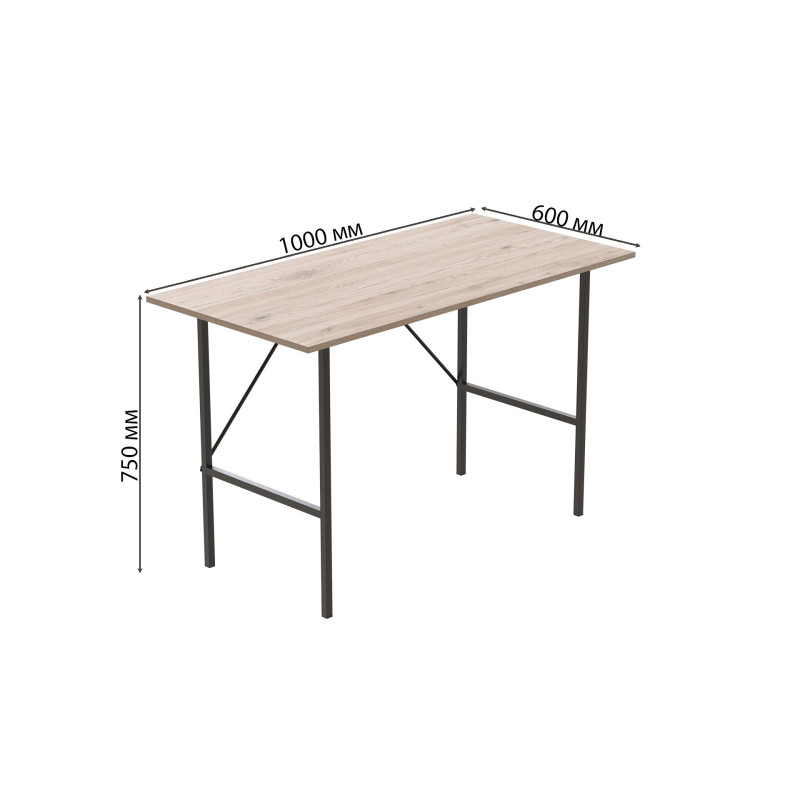 Стол письменный Line Тайм Ferrum-decor 750x1000x600 Черный металл ДСП Дуб Сан-Марино 16 мм (FRD-104872)
