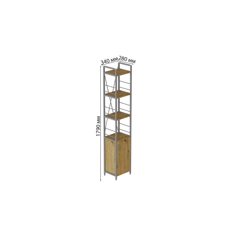 Етажерка 4/34 Ferrum-decor Серії Конект з тумбою 179x34x28 Сірий ДСП Артизан (FRD-104482)